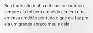 Avaliação positiva sobre o atendimento realizado pelo Dr. Diego Miras