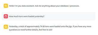 AI Chat interface answering a question on manufacturing process