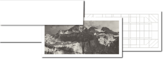 Hochwertige Trauerkorrespondenz mit Umschlag, Motiv Berg und Ornament