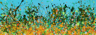 a painting of a field with flowers