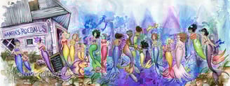 Illustrations from The Mermaids of New Orleans by New Orleans artist & illustrator Melissa Vandiver.