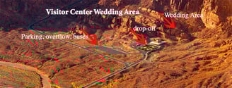 aerial view of the visitor center wedding area at valley of fire state park
