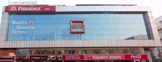 This image shows the Paradise Biryani Restaurant, located near Ramgopalpet, Secunderabad.