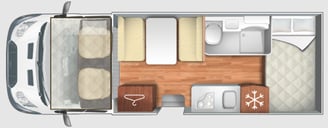 Motorhome hire Cornwall floorplan