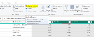 transpose unpivot table in power bi