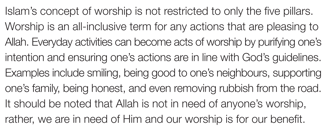 The concept of worship in islam