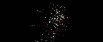 Red and white fireworks in a black sky