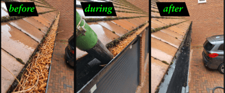 gutter clearing before and after