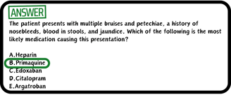 A USMLE practice multiple choice drug adverse drug reaction practice question correct answer reveal.