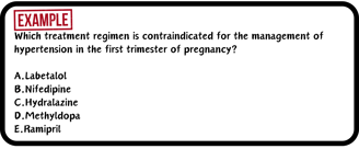 A USMLE practice multiple choice drug contraindications practice question.