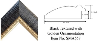 Black Textured with Golden Ornamentation Picture Frame