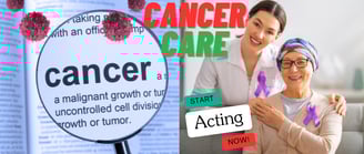 Woman checking for cancer symptoms at home with nurse-recommended health products