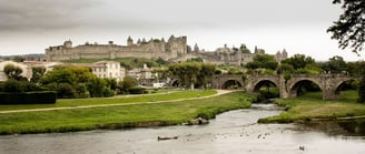 The Cité and the Pont Vieux of Carcassonne city in the south of France