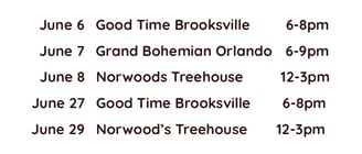 Amanda Townes performance dates for June. Live gigs
