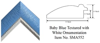 Baby Blue Textured with White Ornamentation Picture Frame