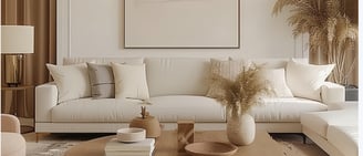 neutral living room, light colored furniture, neutral decor, modern decor, minimalistic decor