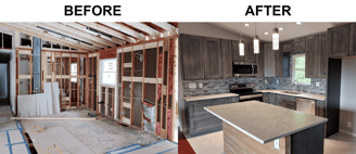 Before and after images of kitchen remodel