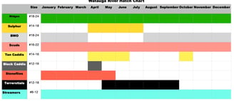 Watauga River Hatch Chart