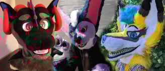 A banner showing three heads made by Teto Creations including a dragon a cabbit and a coyote