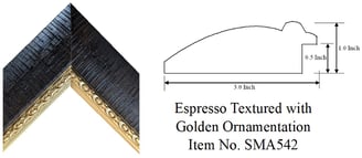 Espresso Textured with Golden Ornamentation Picture Frame