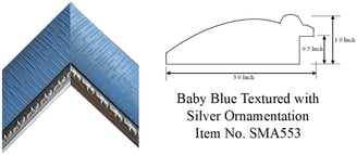 Baby Blue Textured with Silver Ornamentation Picture Frame