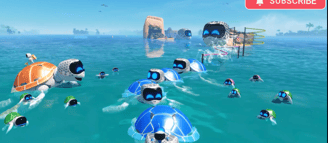 astro bot turtles in trash