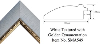 White Textured with Golden Ornamentation Picture Frame