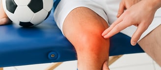 Visual definition of sports injury: muscle strain, ligament tear, joint dislocation.
