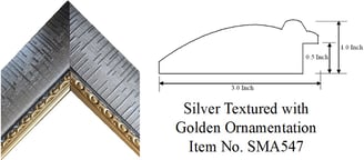 Silver Textured with Golden Ornamentation Picture Frame