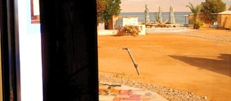 Studio view of a beach with a view of the Red sea