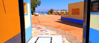 Studio door view of a beach with a view of the Red sea