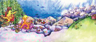 Illustrations from The Octopus's Holiday by New Orleans artist Melissa Vandiver.