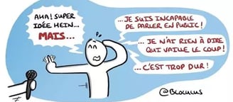 bonhomme tenant des propos reflétant le manque de confiance en soi (je suis incapable)