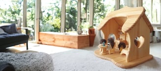 a wooden dollhouse