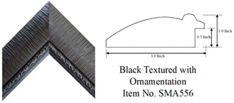 Black Textured with Ornamentation Picture Frame