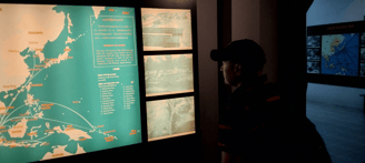 Interactive exhibits on the construction process of the Thailand-Burma Railway