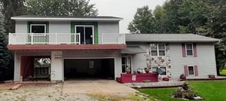 This house was remodeled with a home addition in Goshen, IN. A new 2nd floor deck was also added. 