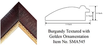 Burgundy Textured with Golden Ornamentation Picture Frame