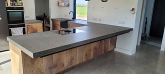 Polished concrete l shape countertop