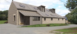 Façade est avec extension au niveau de l'entrée
