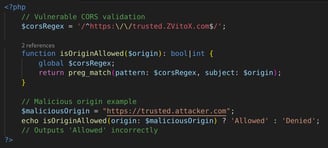 CORS Vulnerable Code