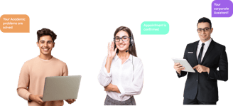 A promotional image for a virtual assistant service, featuring a person working on a laptop