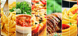 Buffet variado com pratos caseiros e tradicionais, incluindo saladas, carnes e sobremesas.