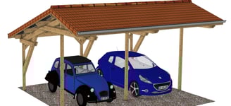 carport en bois avec deux voiture