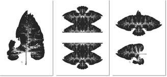 Schwarzer Blatt-Abdruck ergibt in der Spiegelung einen Vogel, kunstvolle Trauerkarte