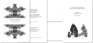 Textbeispiel mit Designer-Schrift auf Gedenkkarten der Edition Zero