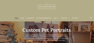 The homepage of the website of Alex Goddard Art