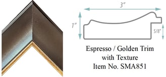 Espresso / Golden Trim with Texture Picture Frame Item No. SMA851