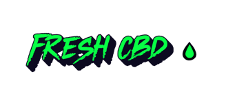 Logotipo Fresh CBD con gota de aceite de CBD verde