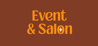 Le terme "Event & salon" écrit en orange sur fond marron clair
